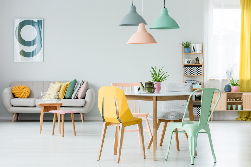 Add modern colourful chairs to your home for a pop of colour