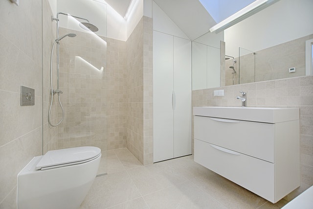 A newly renovated white bathroom