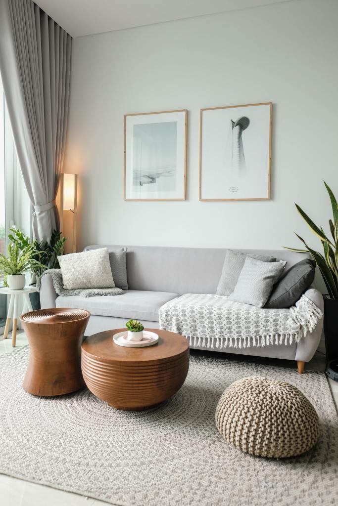 Cosy contemporary sofa in a neutral living room