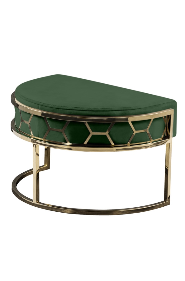 Alverea footstool in brass and bottle green, MYFurniture