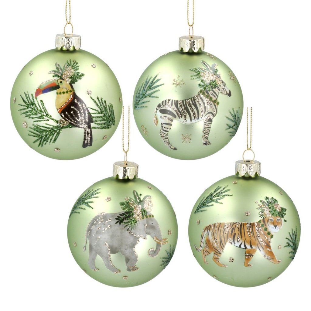 Quirky jungle animal design Christmas tree decorations